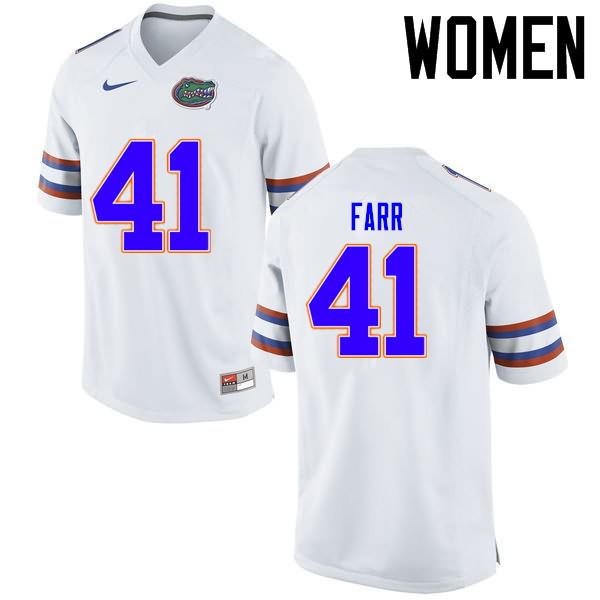 NCAA Florida Gators Ryan Farr Women's #41 Nike White Stitched Authentic College Football Jersey WBM6564EV